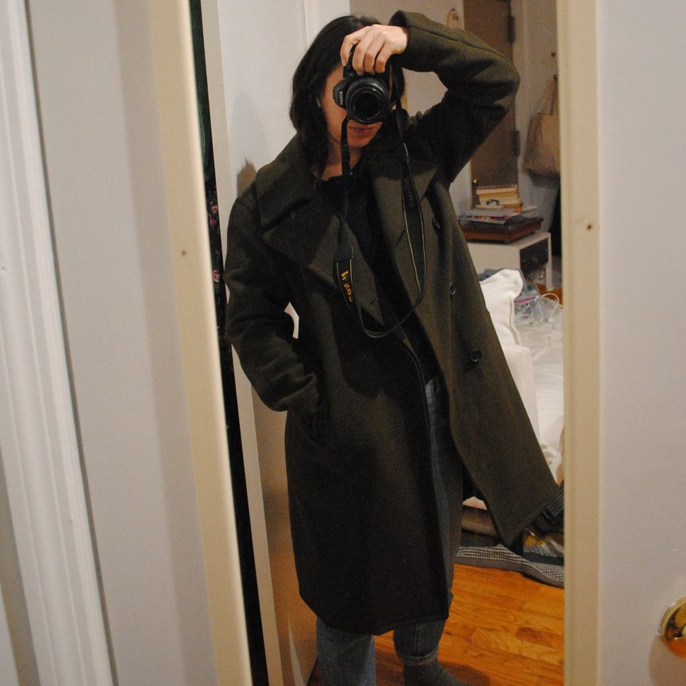 Olive Green Frank & Oak Wool Coat